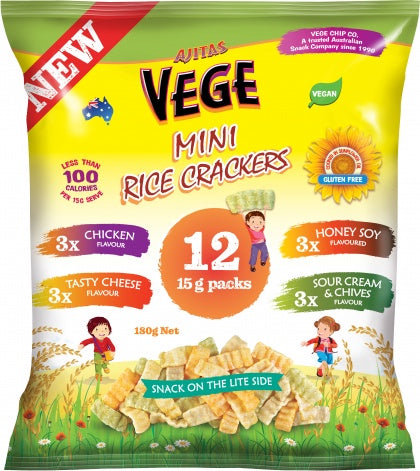 Ajitas Vege Rice Crackers Variety Multipak 12pk