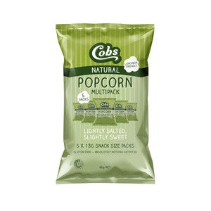 Cobbs Natural Popcorn Lightly Salted Slightly Sweet 5pk