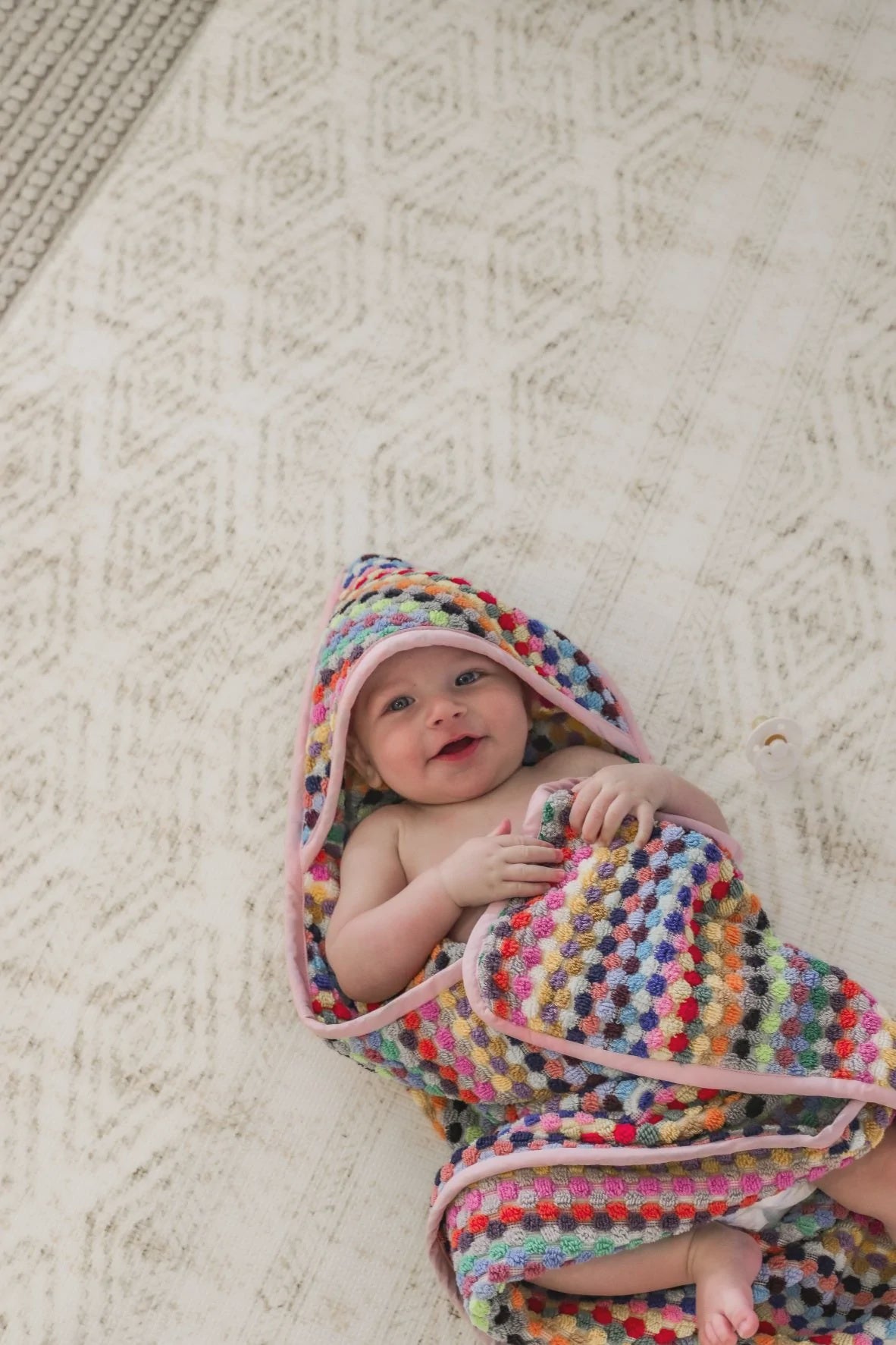 Miss April Baby Hooded Towel - Candy Pom Pom