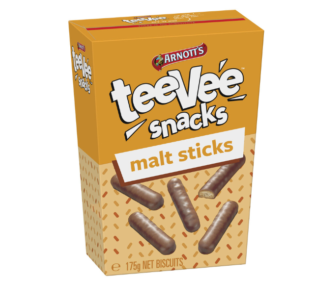 Arnott's Teevee Snacks Chocolate Malt Sticks 175g