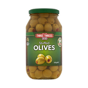 Three Threes Stuffed Olives 500g