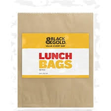Black & Gold Brown Lunch Paper Bags 100pk