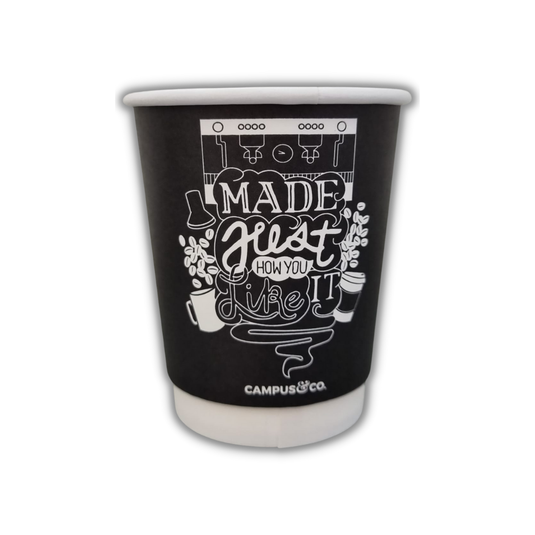 Campus & Co Like It Design on Black Double Wall Coffee Cups 240ml/8oz 25pk