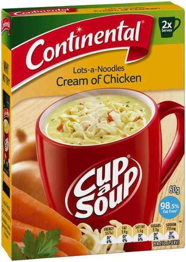 Continental Cream of Chicken Lots of Noodles Cup of Soup 2 Pk