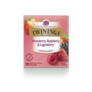 Twinings Herbal Infusions Strawberry Raspberry & Loganberry Tea Bags 10pk