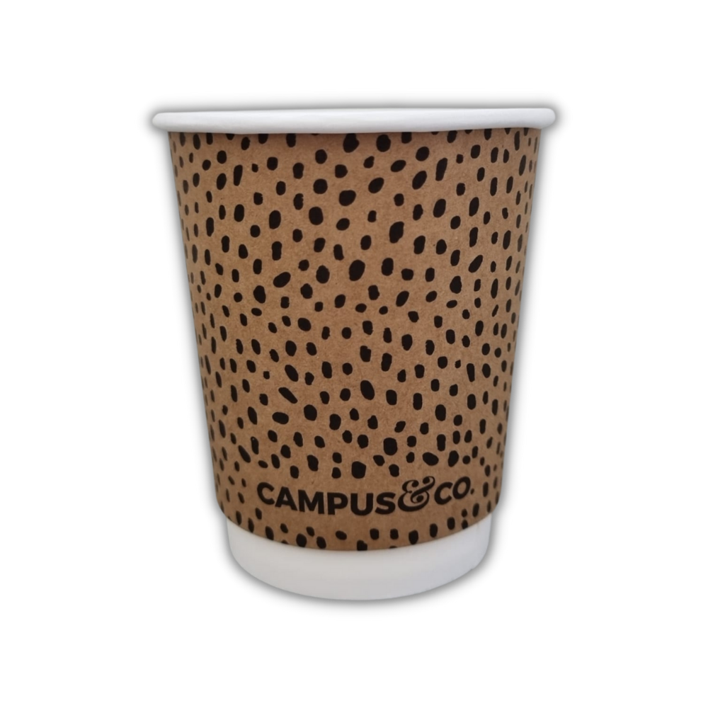 Campus & Co  Double Wall Abstract on Kraft Coffee Cups 240ml/8oz 25pk
