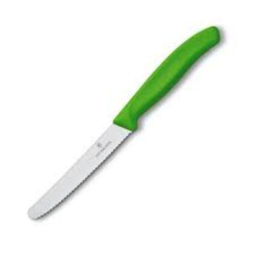 Victorinox Steak & Tomato Knife 11cm Round Tip Wavy Edge Green