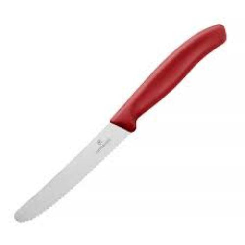Victorinox Steak & Tomato Knife 11cm Round Tip Wavy Edge Red