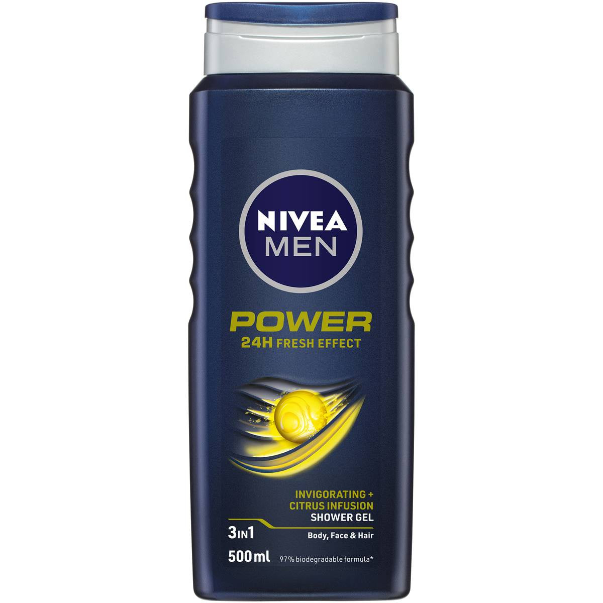 Nivea Men Power Refresh Shower Gel & Body Wash 24 Hour Effect 500ml