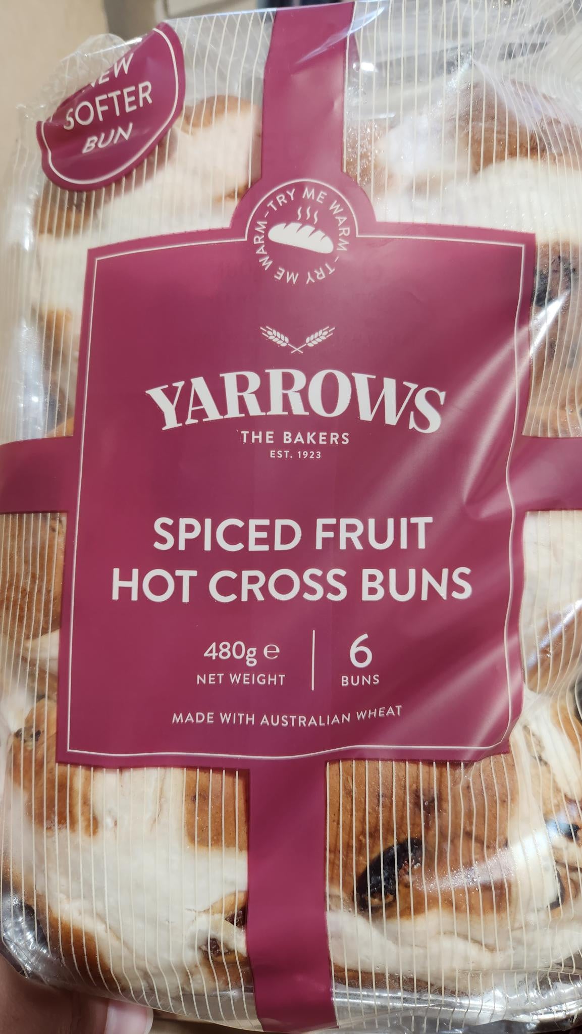 Yarrows Spiced Fruit  Buns 480g 6pk