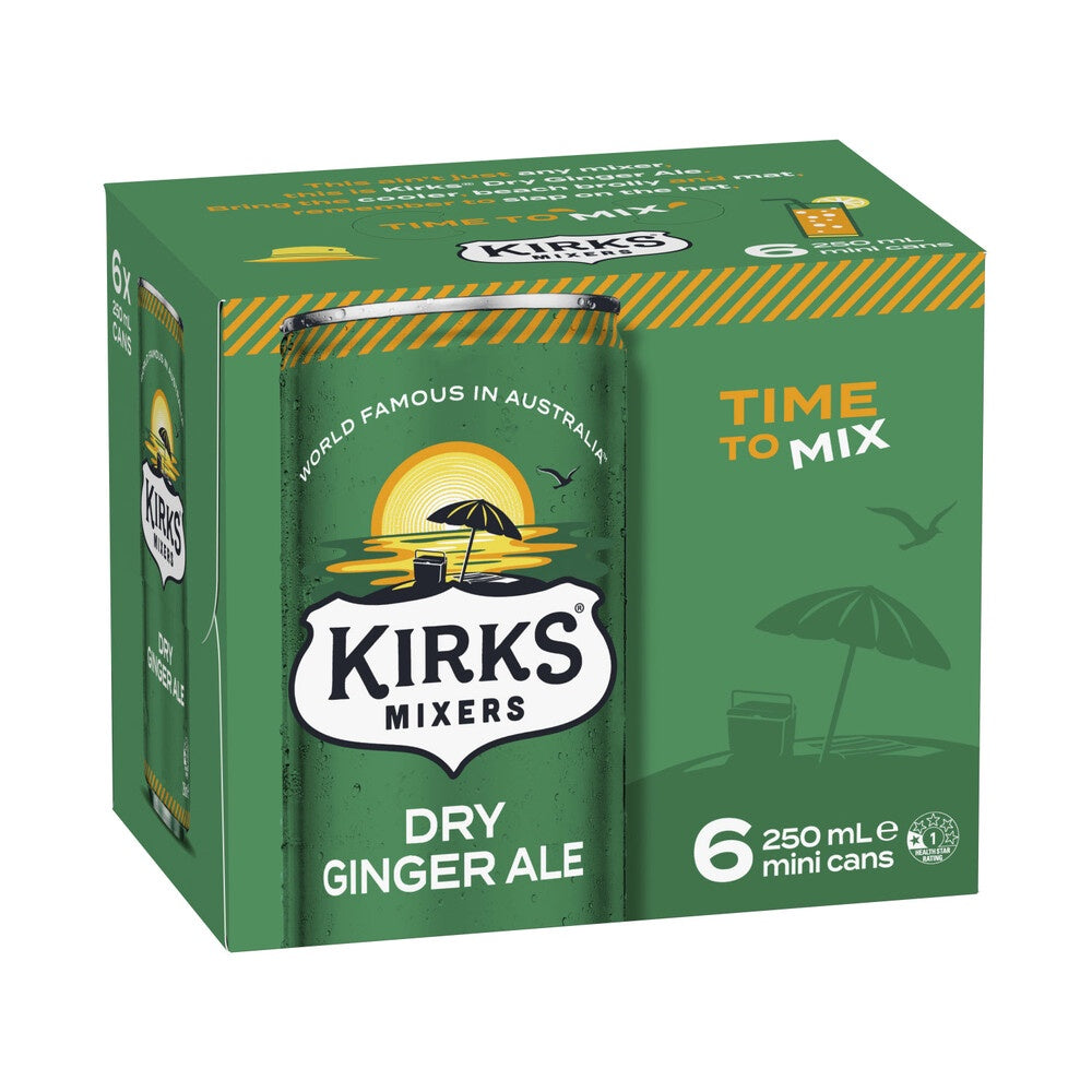 Kirks Mixers Ginger Ale Cans 250ml x 6