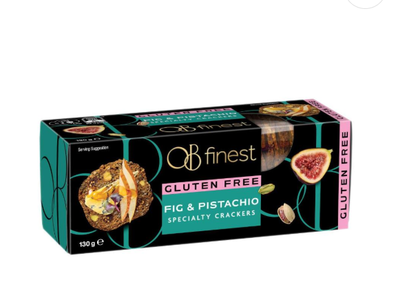 Ob Finest Fig & Pistachio Specialty Crackers 130g GF