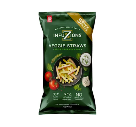 Manjans Infuzions Veggie Straws Sour Cream & Herb 15g x 5 pkt