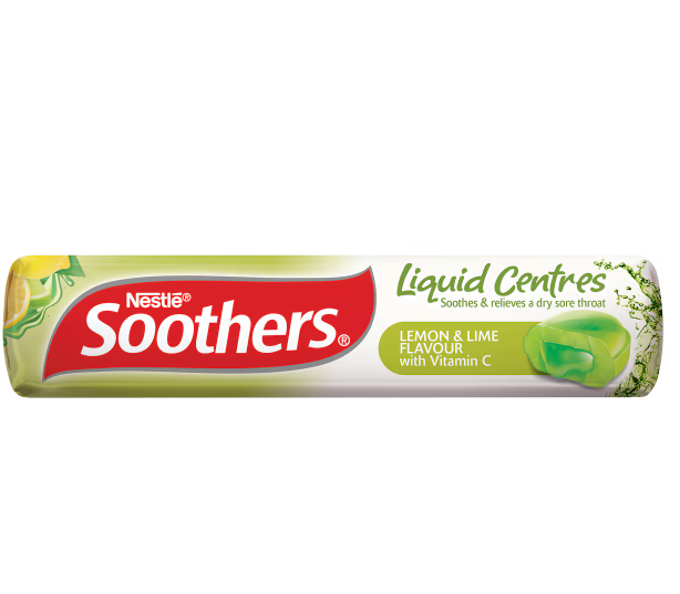 Nestle Soothers Throat Lozenges Liquid Centre Lemon Lime 10 Pack