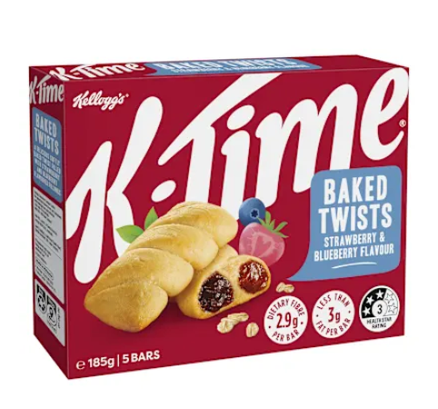 Kelloggs K-Time Twists Strawberry & Blueberry 185g