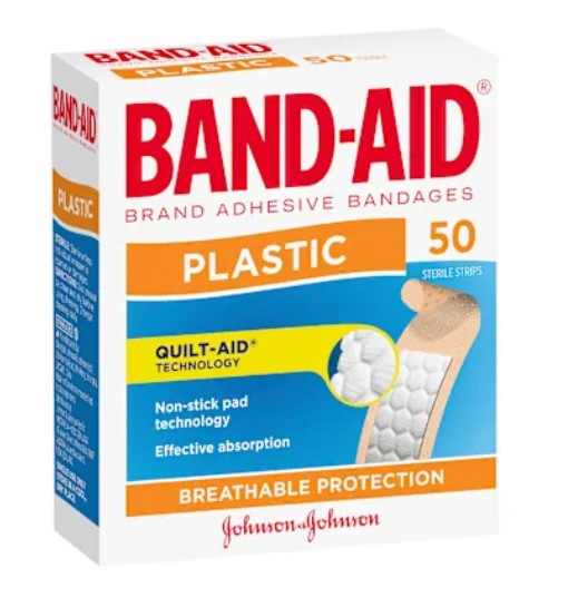 Band Aid Plastic Strips 50pk