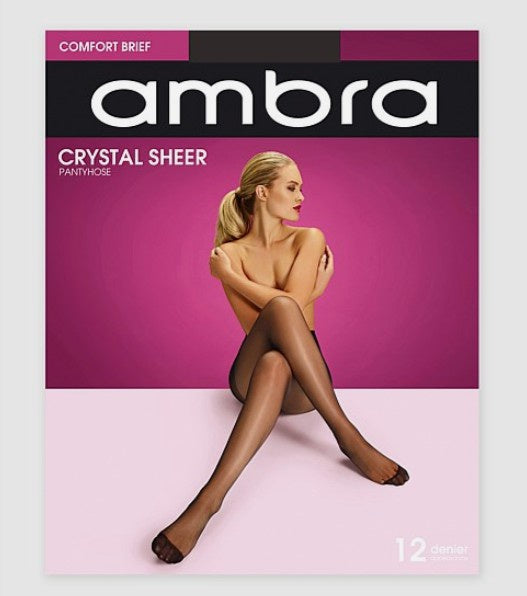 Ambra Crystal Sheer Almost Black Stockings Tall 1pk
