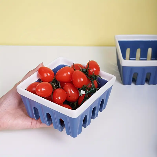 Ceramic Fruit Basket - Blue