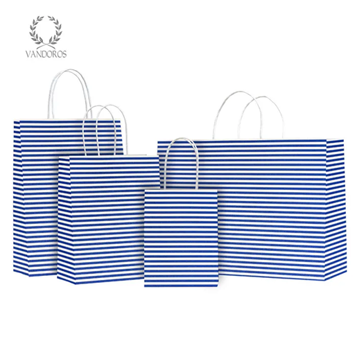 Twisted Handle Paper Gift Bag (S) - Candy Navy Stripe
