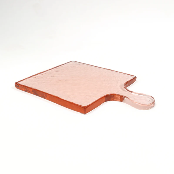 Hammered Glass Square Serving Board - Blush