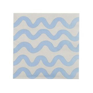 Napkin Waves 20pk 3 Ply 33cm - Blue/Cream
