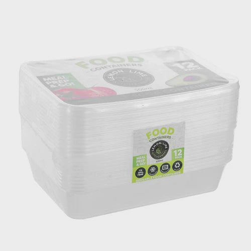 Lemon & Lime Rectangle Food Containers 500ml 12pk