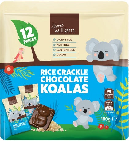 Sweet William Rice Crackle Chocolate Koalas GF DF 180g