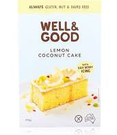 Well & Good Lemon Coconut Cake mix w Goji berry Icing GF DF