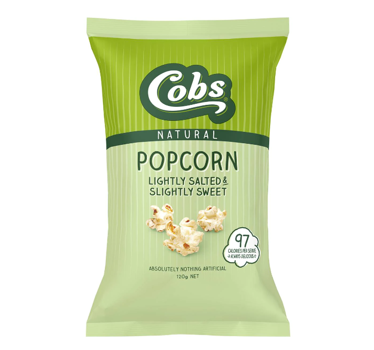 Cobbs Natural Popcorn Lightly Salted Slightly Sweet 120g