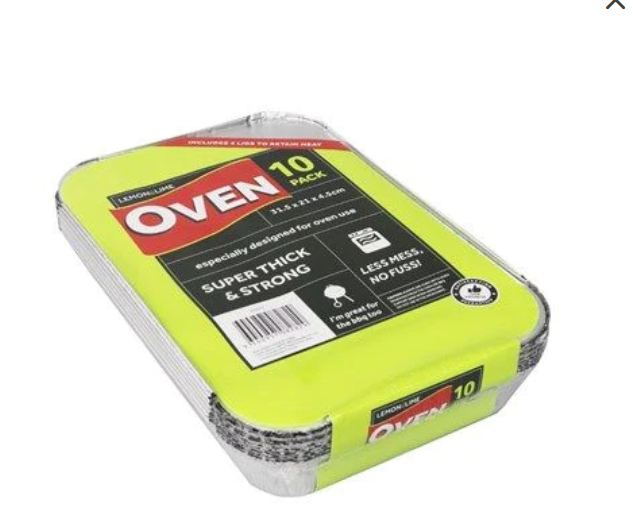 Lemon & Lime Alfoil Container and Lid 31.5X21X4.5CM 10 PK